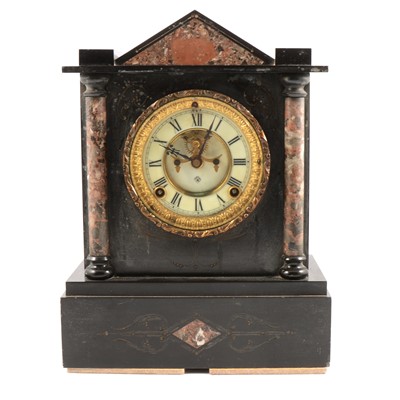 Lot 174A - Late Victorian slate and marble mantel clock