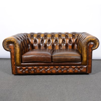 Lot 478 - Chesterfield type settee, single chair and wing back chair