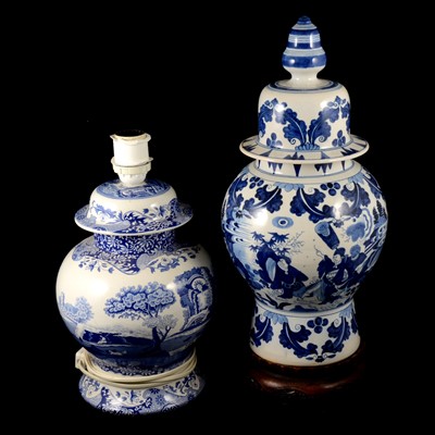 Lot 62 - Dutch blue and white covered vase and other items