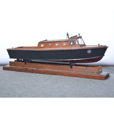 Lot 321 - Scratch built model RAF rescue launch boat with stand.