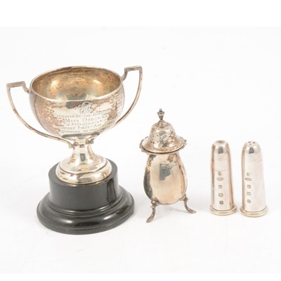 Lot 208 - Small quantity of silver cruets, and other metal ware