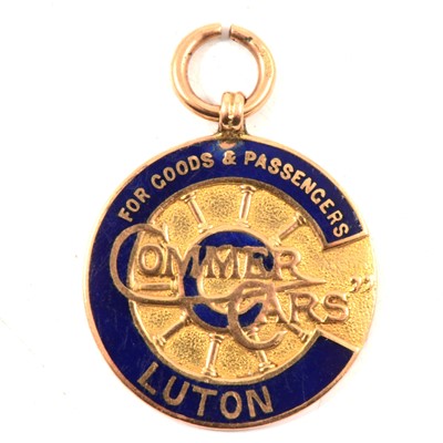 Lot 253 - Commer Cars Luton for Goods & Passengers - a 9 carat gold presentation medal.