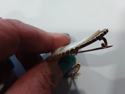 Lot 153 - A pearl and demantoid garnet brooch.