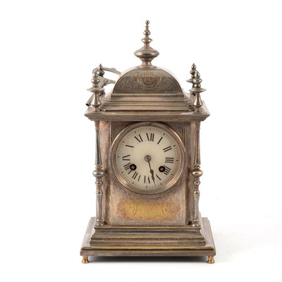 Lot 149 - French silver-plated mantel clock