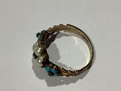 Lot 56 - A Victorian turquoise and pearl ring.