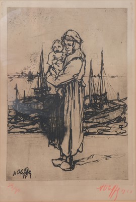 Lot 296 - Auguste Oleffe, Fisher wife and child