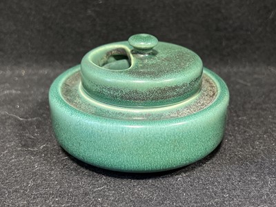 Lot 1012 - Ruskin Pottery, a circular squat inkwell and cover, circa 1910