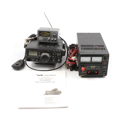 Lot 232 - Amature radio interest: a Yaesu FT-897D HF/VHR/UHF all mode transceiver etc