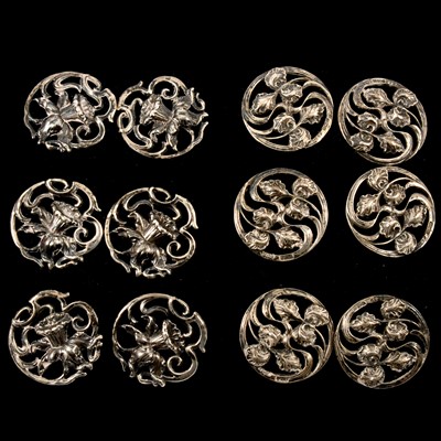 Lot 400 - Two sets of Art Nouveau silver buttons.