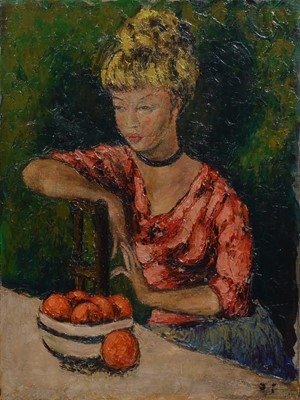 Lot 280 - Circle of Marcel Dyf, Girl with oranges