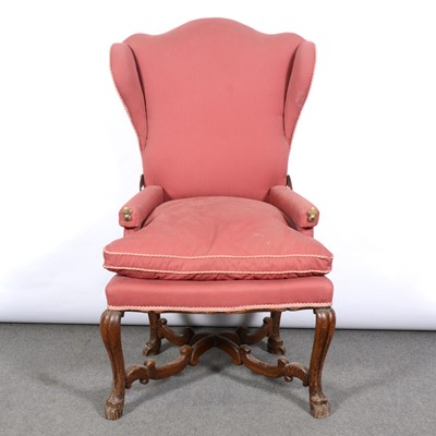 Lot 373 - Wing back reclining sleeping chair, 18th or 19th Century