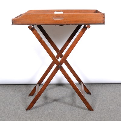 Lot 330 - Mahogany butlers tray on folding stand.