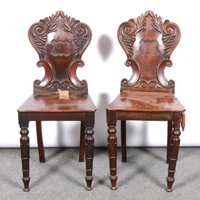 Lot 363 - Pair of William IV mahogany hall chairs