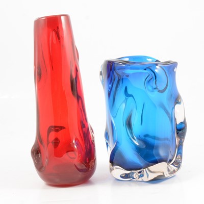 Lot 1065 - Geoffrey Baxter for Whitefriars - two Knobbly Glass vases