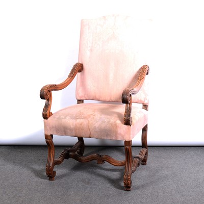 Lot 458 - A French walnut elbow chair