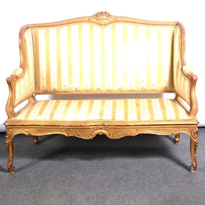 Lot 349 - A Louis XV style carved and gilt gesso canape