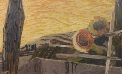 Lot 194 - Peter Berrisford, Landscape with sunflowers