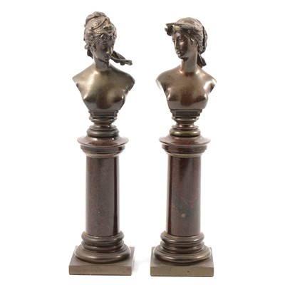 Lot 186 - Paul Stotz, A pair of bronze busts of young women