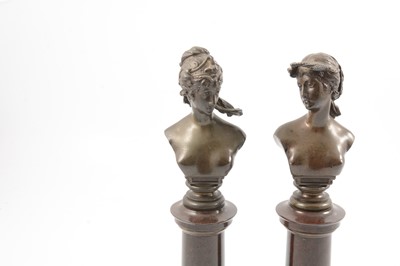 Lot 186 - Paul Stotz, A pair of bronze busts of young women