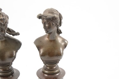 Lot 186 - Paul Stotz, A pair of bronze busts of young women