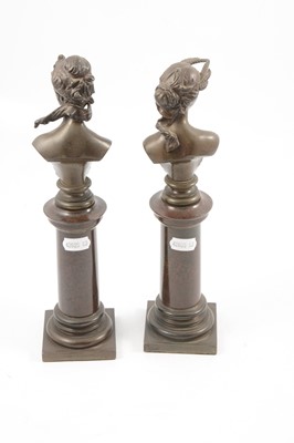 Lot 186 - Paul Stotz, A pair of bronze busts of young women