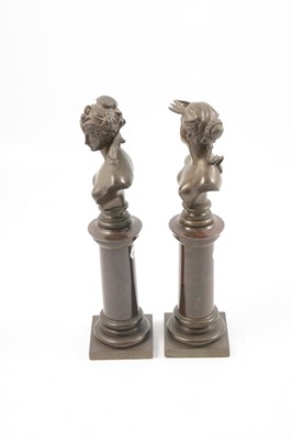 Lot 186 - Paul Stotz, A pair of bronze busts of young women