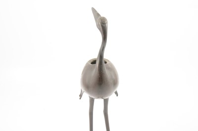 Lot 180 - Japanese bronze incense burner, modelled as a standing crane