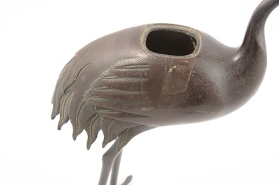 Lot 180 - Japanese bronze incense burner, modelled as a standing crane