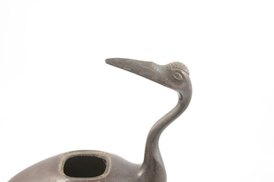 Lot 180 - Japanese bronze incense burner, modelled as a standing crane