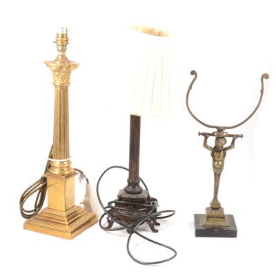 Lot 186 - Four table lamps; resin figure; and two plaque,...