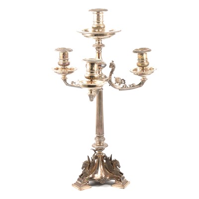 Lot 232 - A composite Victorian silver four-light silver candelabra