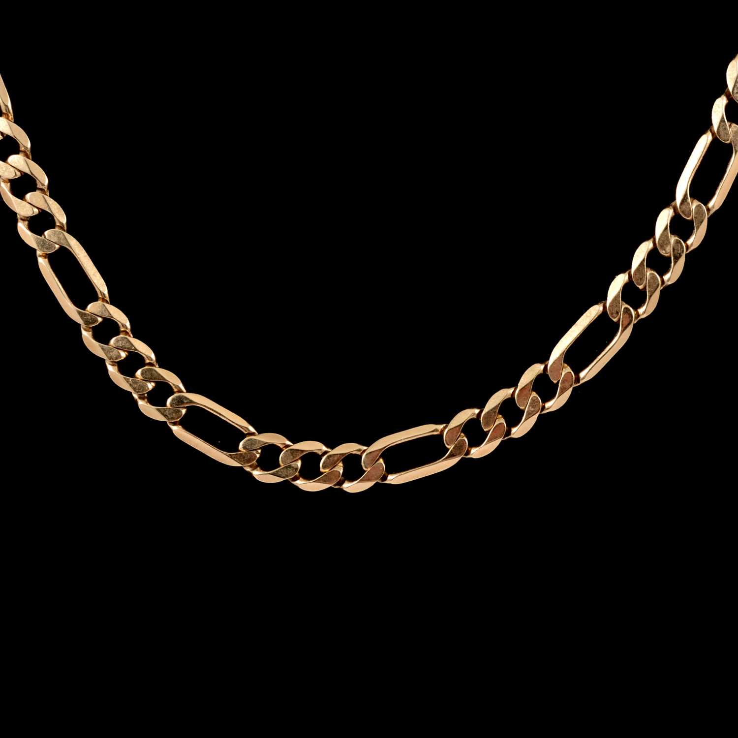 Lot 196 - A 9 carat yellow gold chain link necklace.