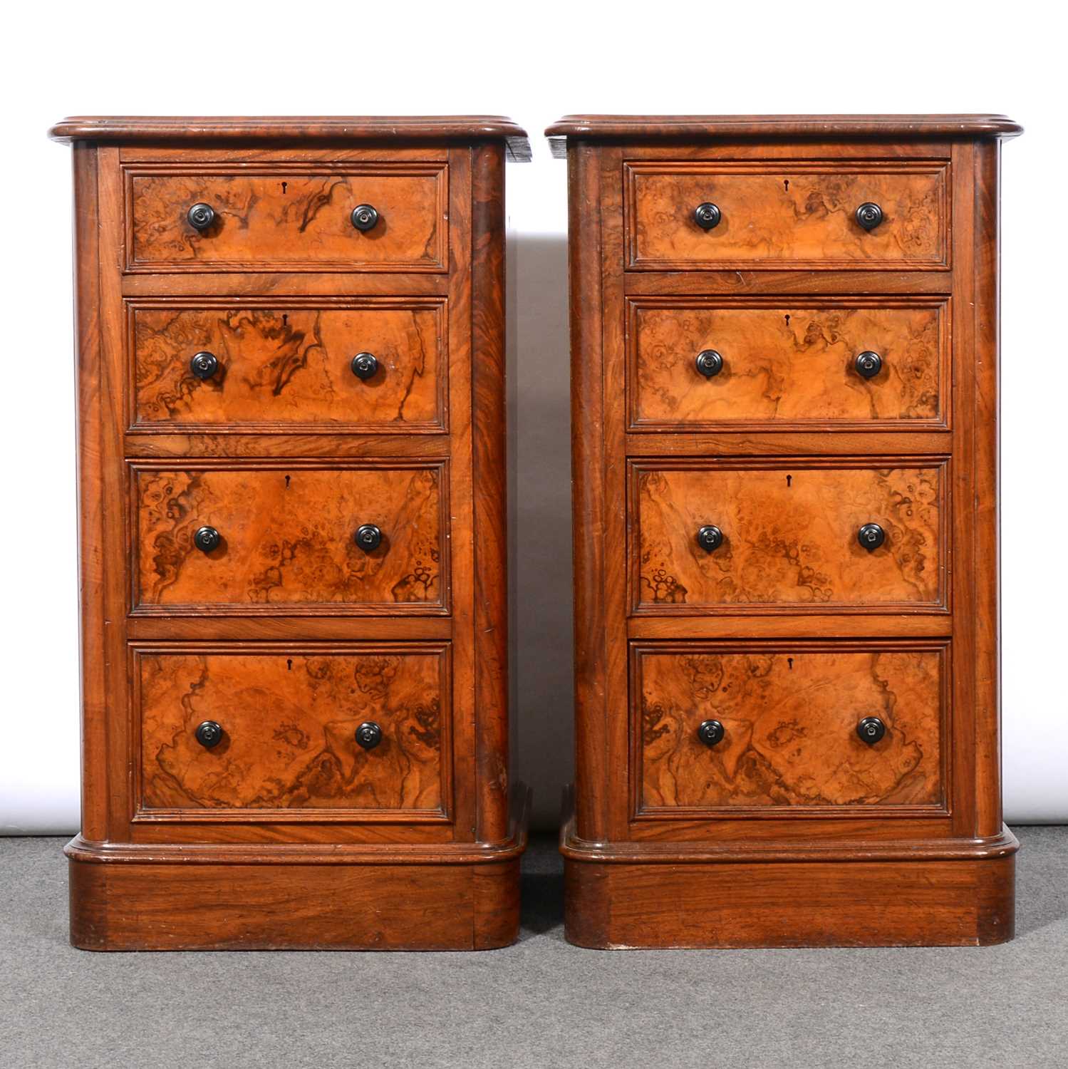 Lot 260 - Pair of Victorian walnut bedside pedestals