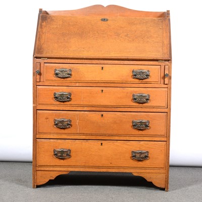 Lot 398 - Edwardian light oak bureau