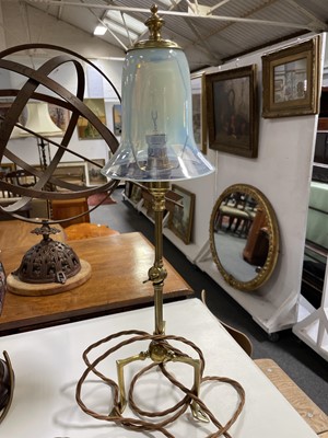 Lot 201 - Pair of Edwardian style brass table lamps and a modern table lamp.