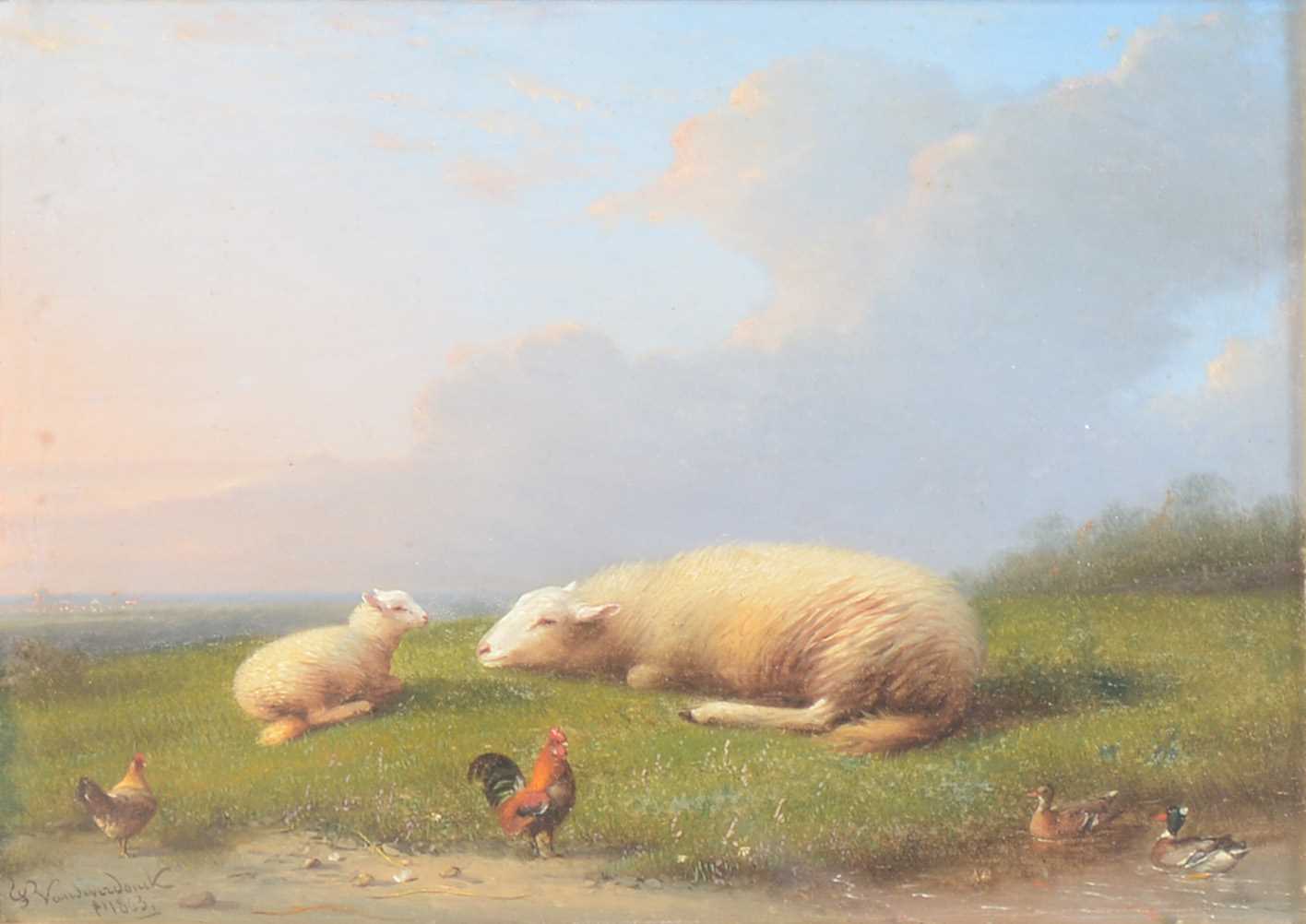 Lot 45 - Franz van Severdonck, Sheep in a meadow