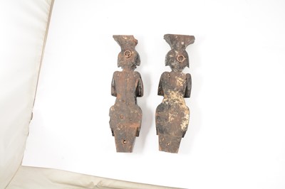 Lot 11 - A pair of carved oak term figures, Adam and Eve
