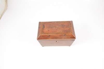 Lot 117 - A Regency yew wood and parquetry tea caddy