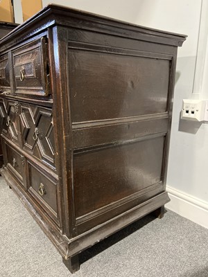Lot 9 - A joined oak chest of drawers