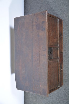 Lot 66 - A boarded oak marriage box, circa 1700