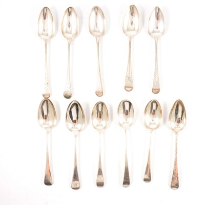 Lot 102 - Eleven Old English pattern silver table spoons