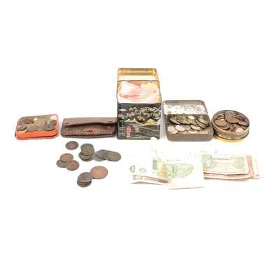 Lot 184 - Coins and bank notes, a small collection to include mixed foreign currency and notes.