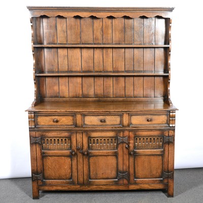 Lot 386 - George III style oak dresser