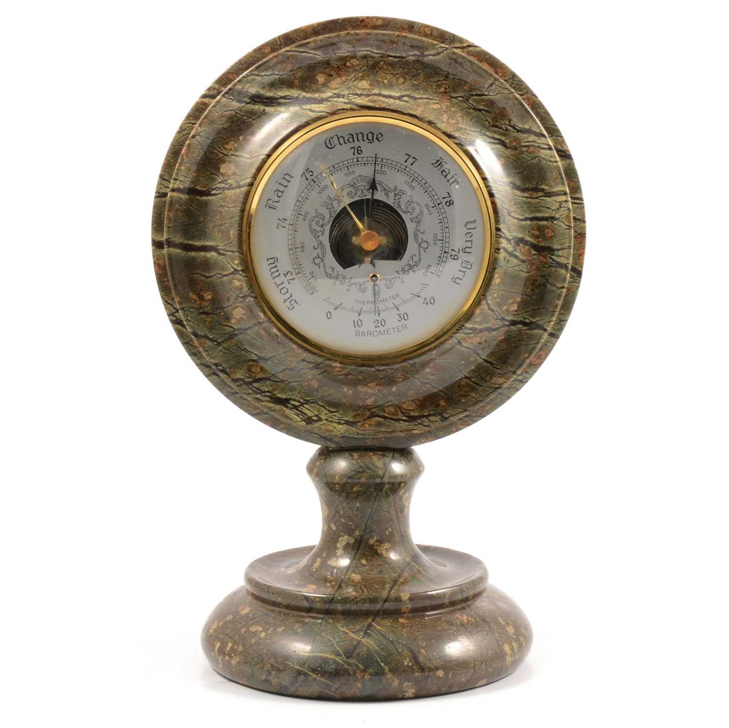 Lot 73 - Cornish hardstone desk barometer