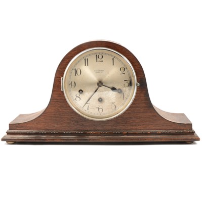 Lot 199 - Edwardian oak case mantel clock, and another oak cased clock
