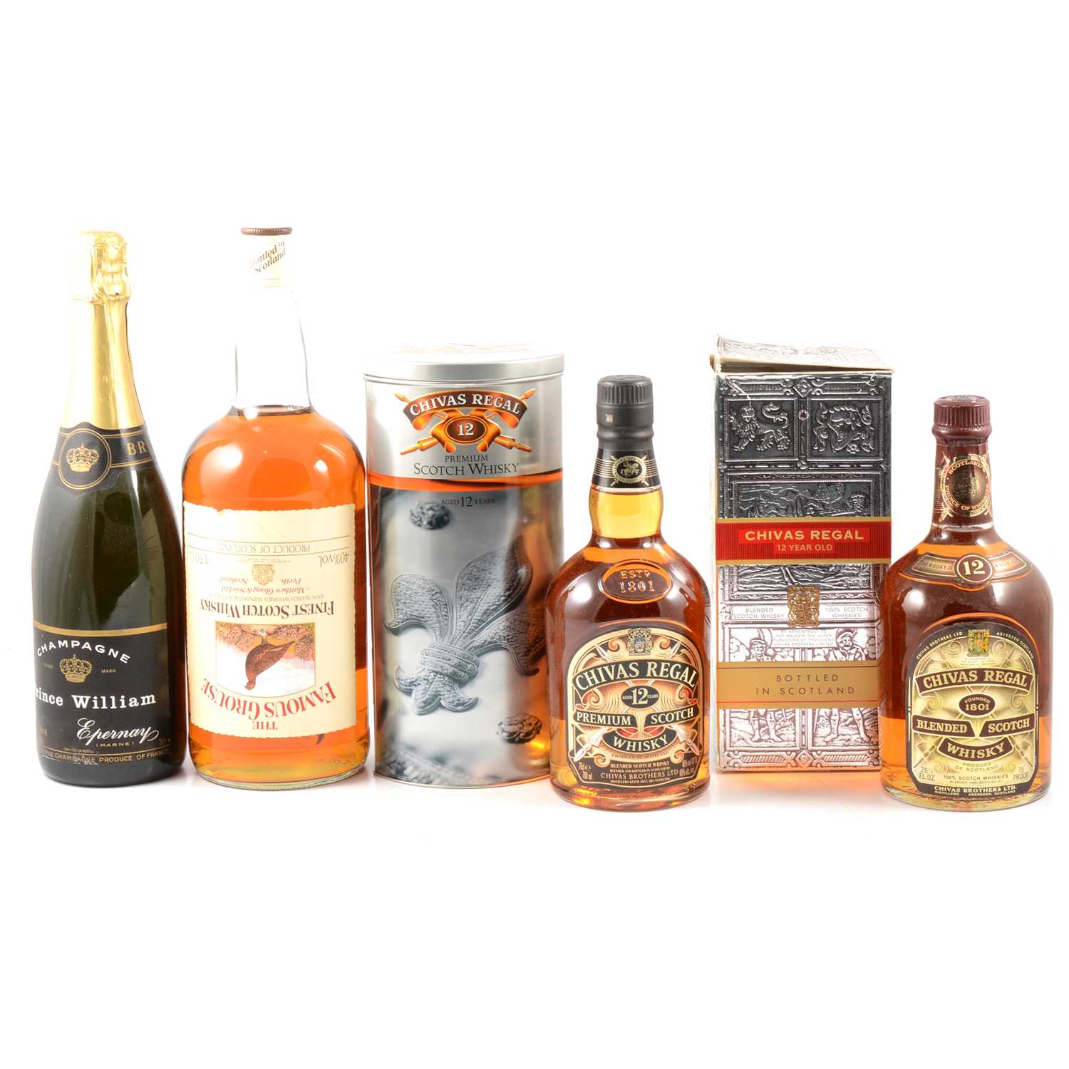 Lot 364 - Six bottles of assorted whisky, champagne and cider