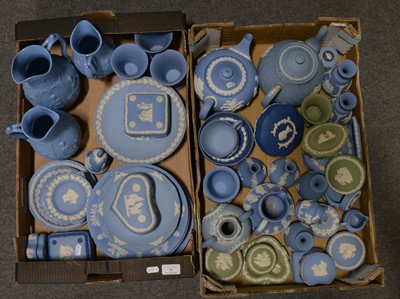 Lot 59 - Large collection of Wedgwood Jasperware, including tableware, jugs, and boxes
