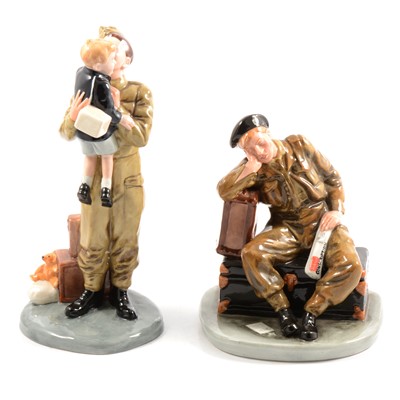 Lot 26 - Royal Doulton - two Classics series figures, Farewell Daddy and The Railway Sleeper