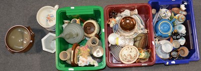 Lot 62 - Three boxes and mixed ceramics, including jug and bowl toilet set