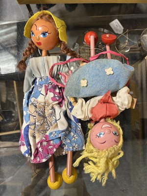 Lot 187 - Lightweight Pelham Puppet Theatre and five puppets including SM range farmer puppet